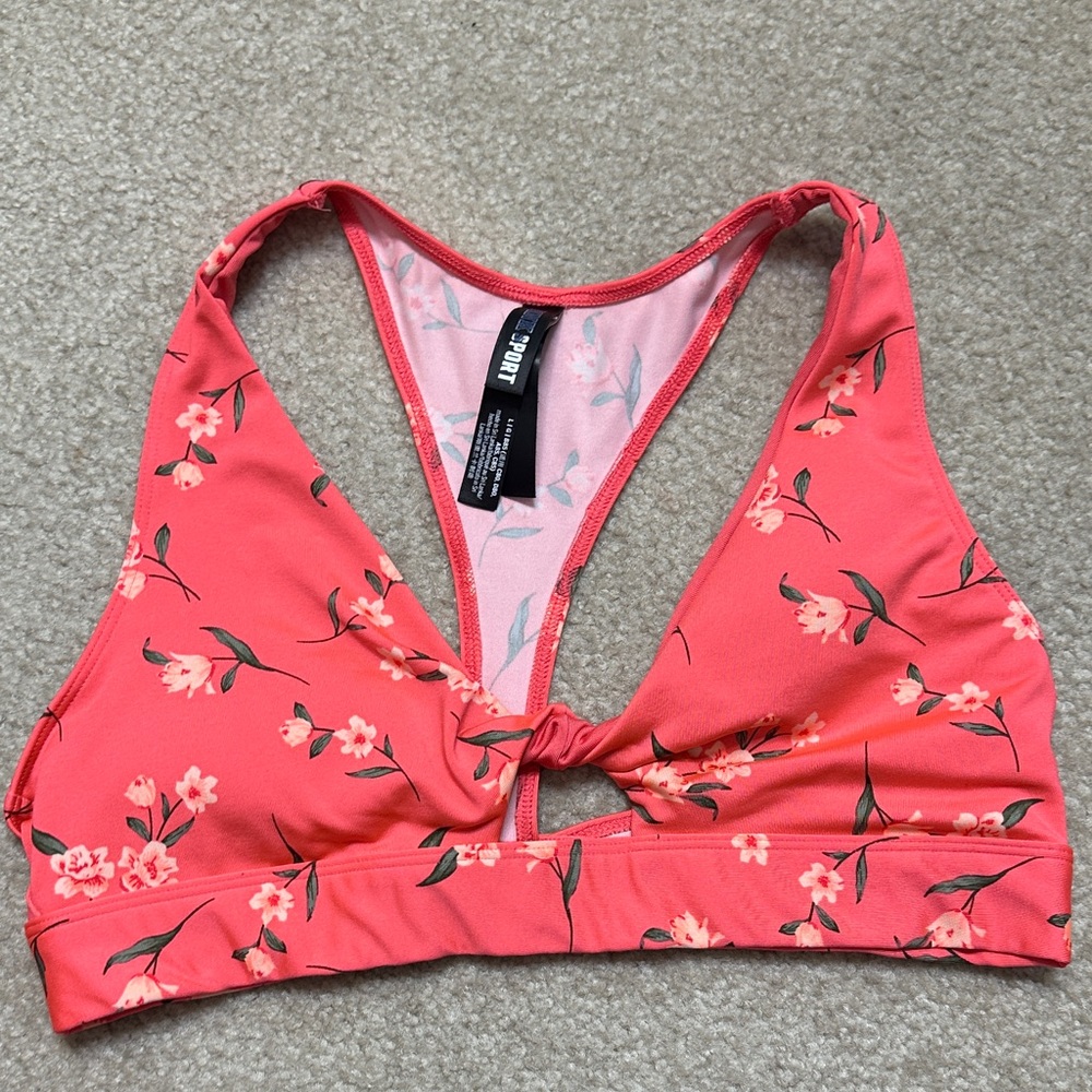 PINK Sport Floral Pink Sports Bra size large